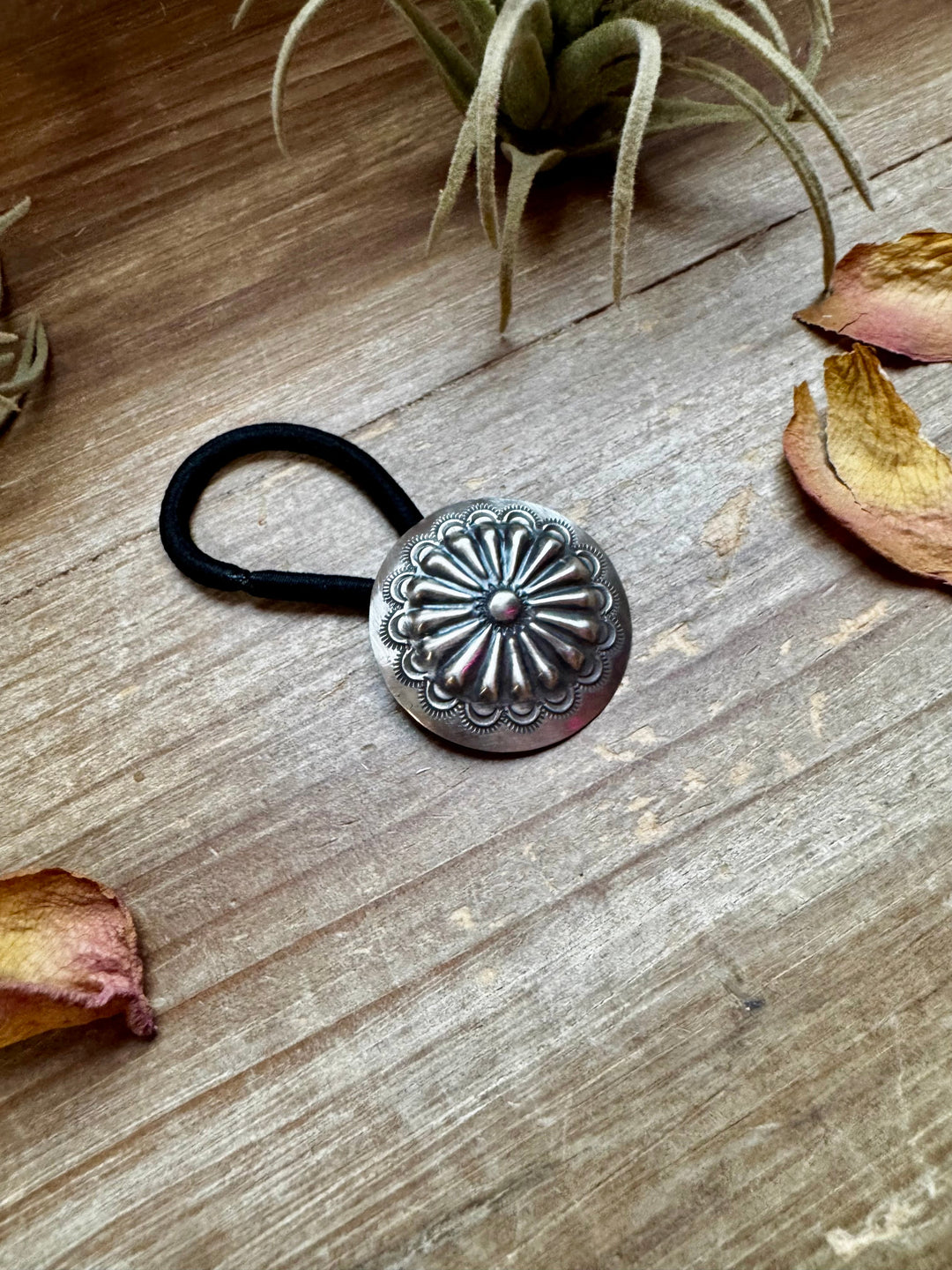 Sterling Silver Hair Tie – Stamped Concho Detail hair ties Shopify Collective The Bijoux FAB Jewelry The Bijoux FAB Jewelry