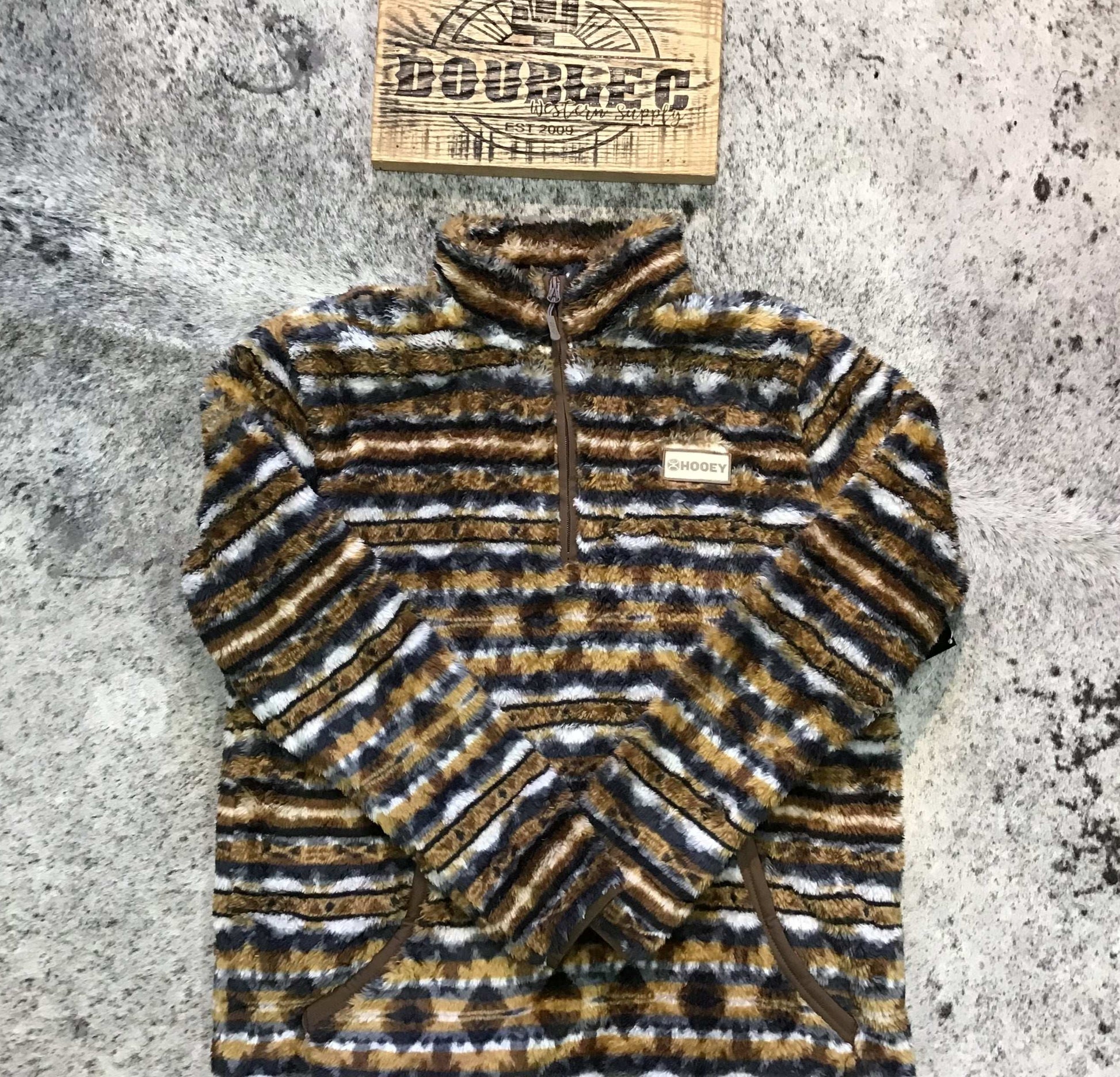 Hooey Bozeman Fleece Pullover Mens Tan Fleece With Multi Color Aztec HFP025TNAZ Pullover Hooey