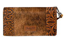 Load image into Gallery viewer, Wrangler Hair-On Cowhide Vintage Floral Tooled Wallet - Brown
