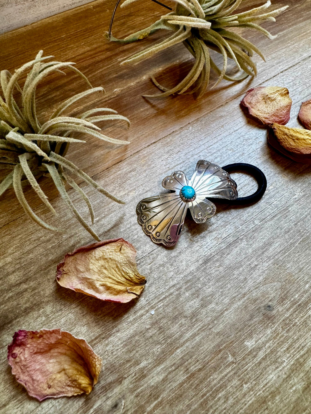 Sterling Silver Hair Tie with Kingman Turquoise hair ties Shopify Collective The Bijoux FAB Jewelry The Bijoux FAB Jewelry