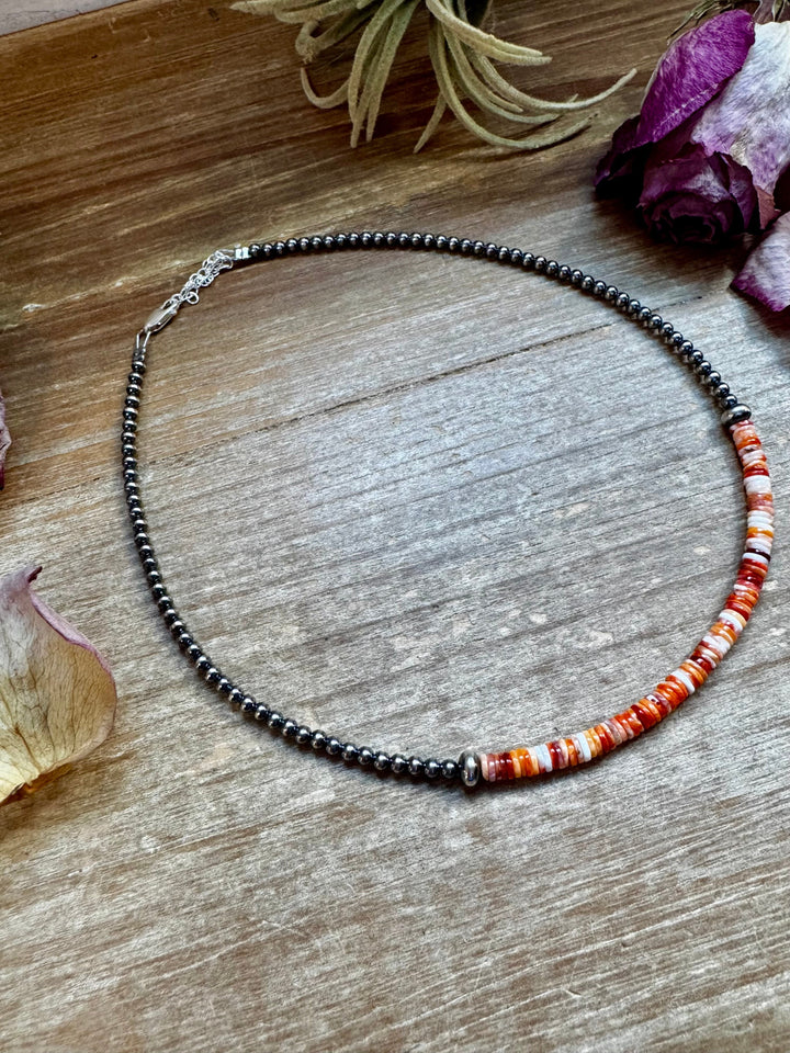 Spiny Oyster Heishi & Sterling Silver Pearl Choker Necklaces Shopify Collective The Bijoux FAB Jewelry The Bijoux FAB Jewelry