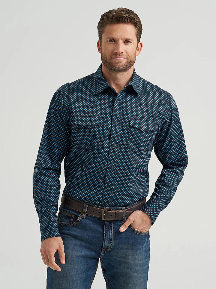 Men's Wrangler® Retro® Premium Long Sleeve Western Snap Printed Shirt 112369616 Shirt ariat Men's Wrangler Wrangler