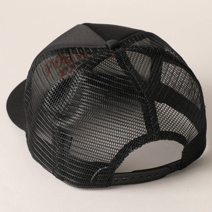 Cowboy Hat Embroidered Mesh Back Trucker Cap Cap Fashion City