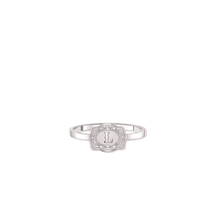 NEW SpurWest Ultra Mini Belt Buckle Ring (Initial) - Silver SpurWest