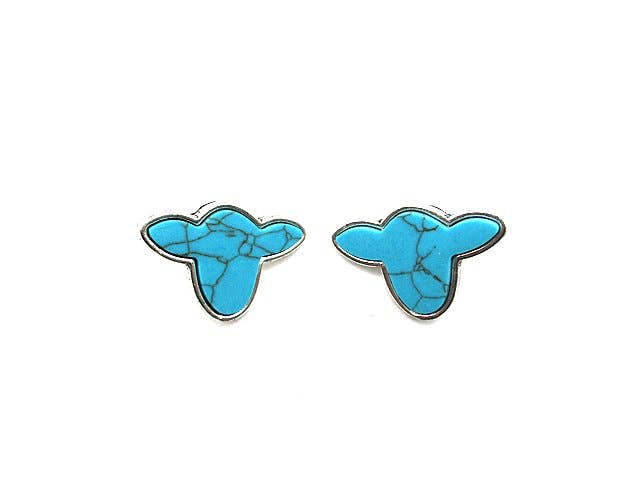 Western Turquoise Cow Head Earring Earrings Snowing West