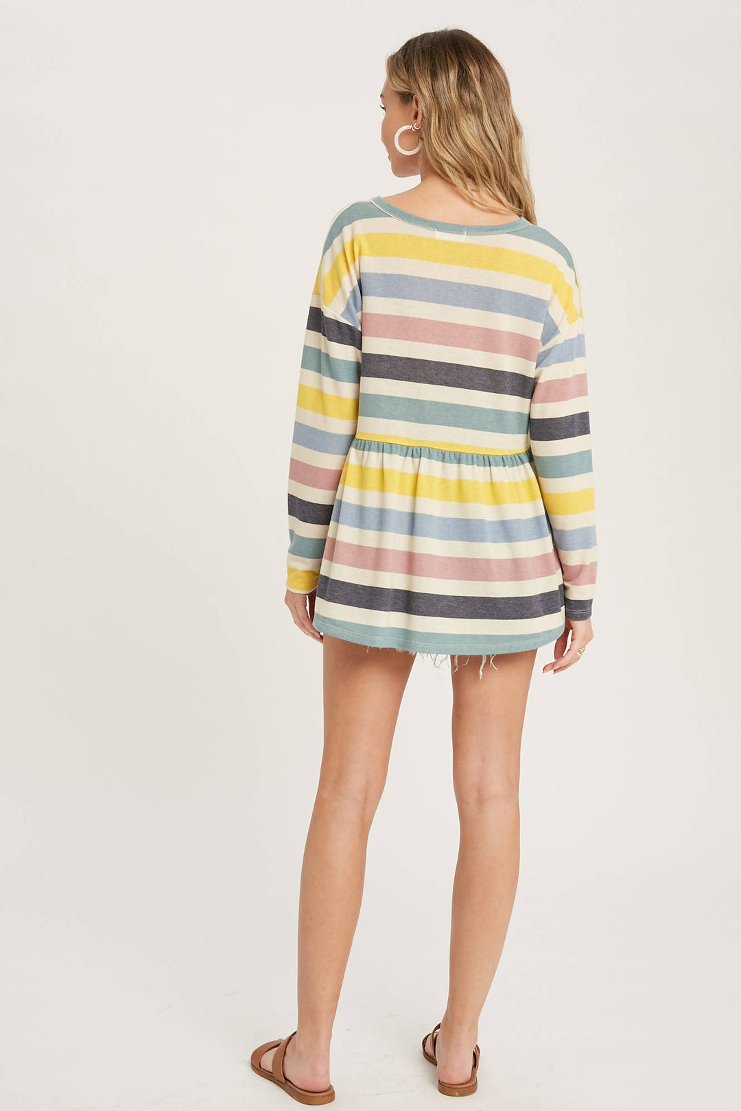 BUTTON FRONT MULTI STRIPE TOP Shirt 60% off Women's Bluivy