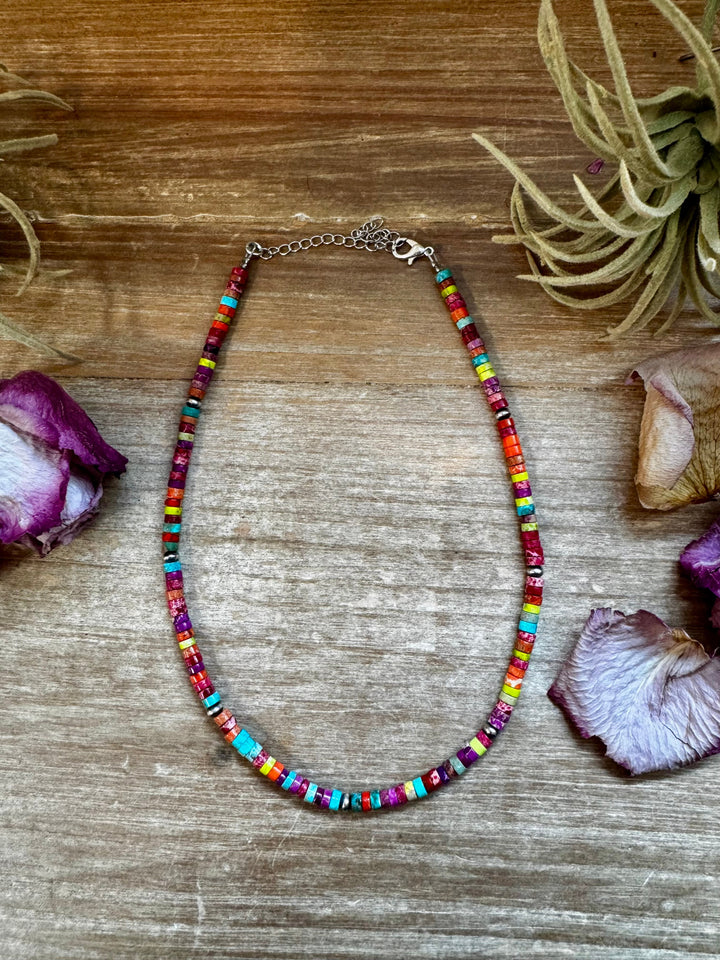 Magnesite Heishi Choker – Sterling Silver Pearls Necklaces Shopify Collective The Bijoux FAB Jewelry The Bijoux FAB Jewelry