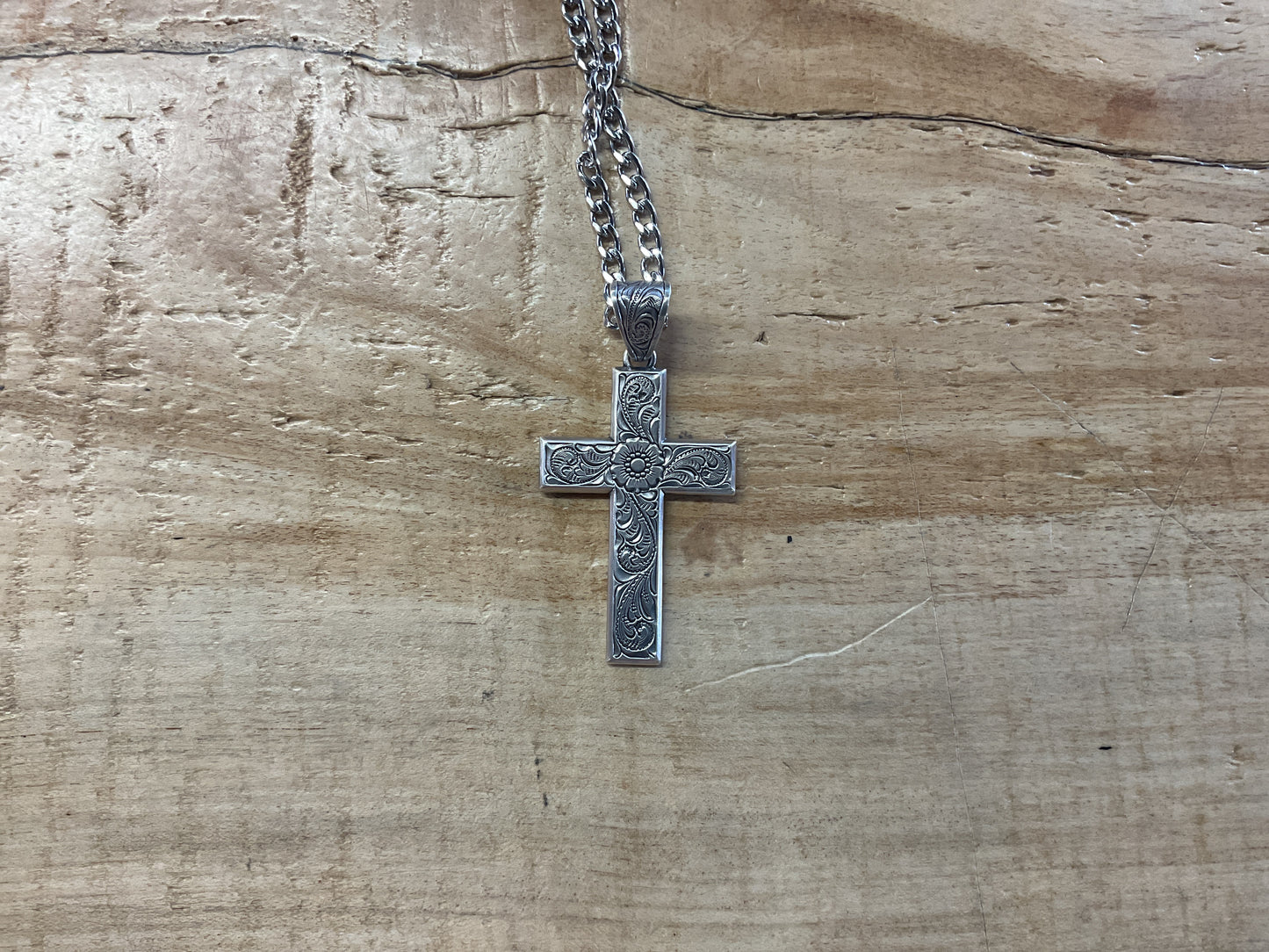 Men's Twister Silver Scrolled Cross Necklace necklace Women's M&F