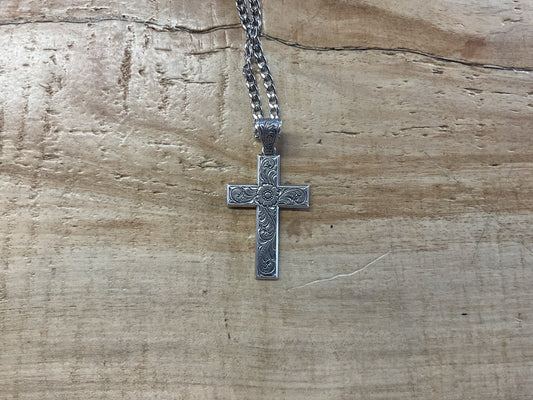 Men's Twister Silver Scrolled Cross Necklace necklace Women's M&F