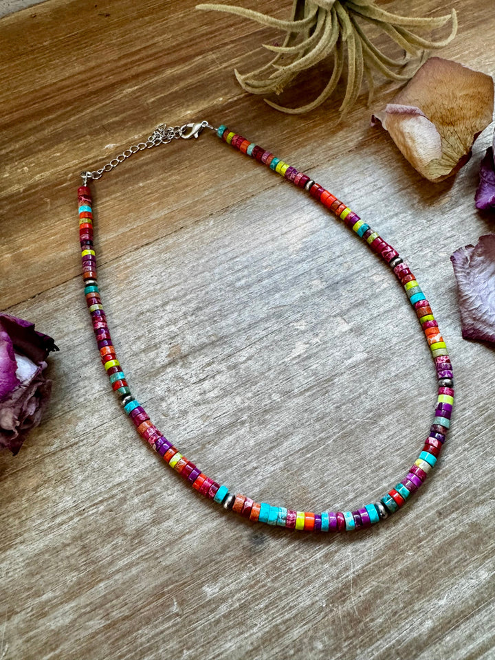Magnesite Heishi Choker – Sterling Silver Pearls Necklaces Shopify Collective The Bijoux FAB Jewelry The Bijoux FAB Jewelry