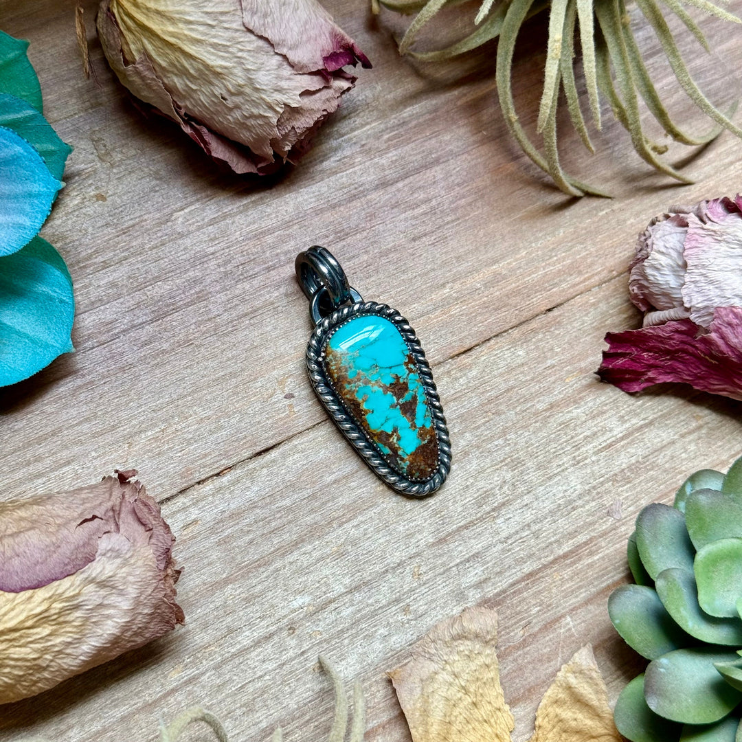 MJ Turquoise Sterling Silver Pendant – Triangle Shape Pendant Shopify Collective The Bijoux FAB Jewelry The Bijoux FAB Jewelry