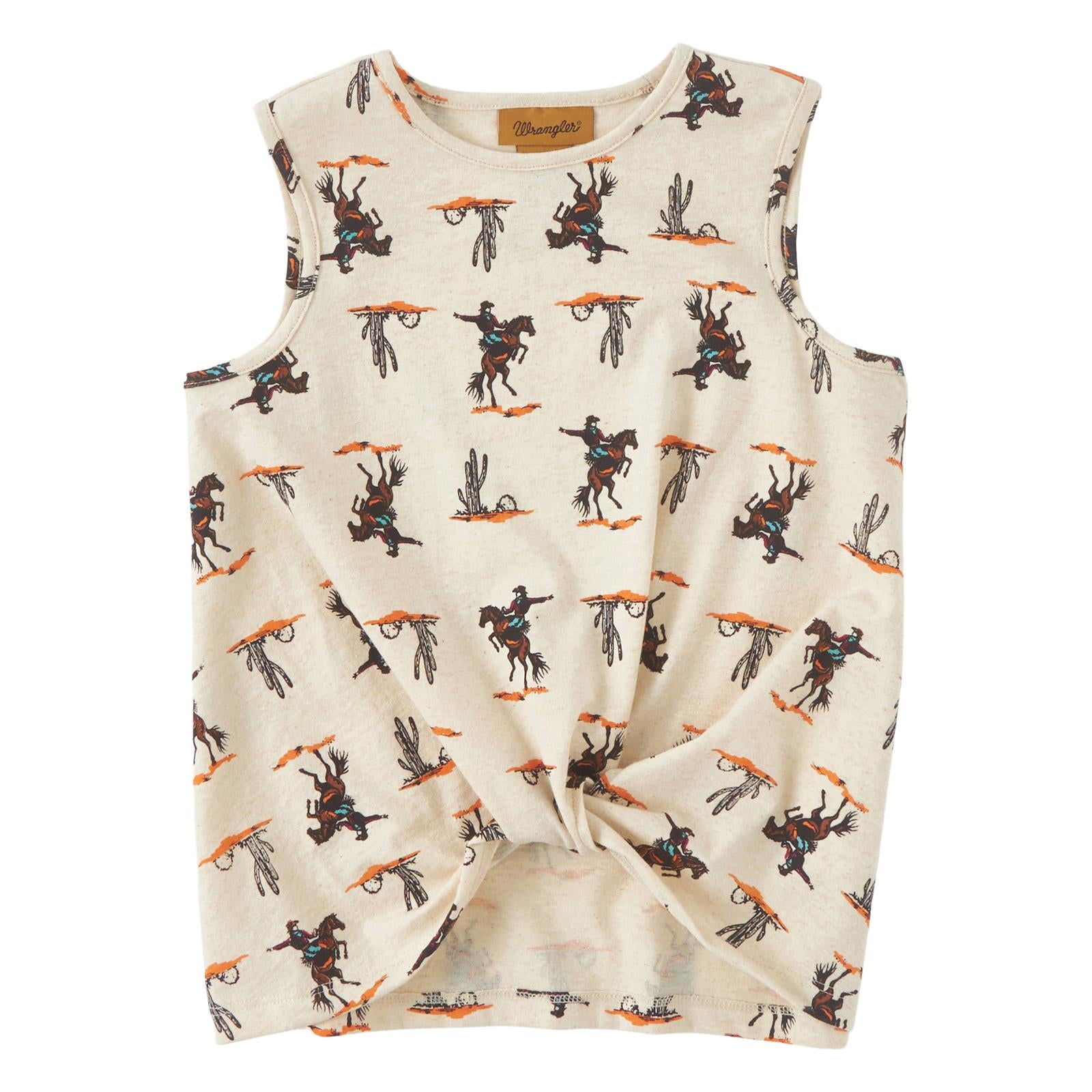 Girls Western Top - Oatmeal Heather Wrangler