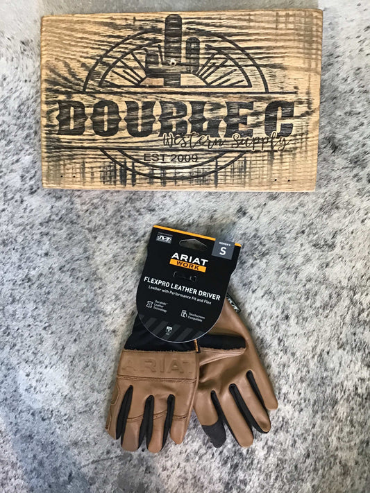 WMS FlexPro Leather Driver Work Glove Brown/Black - 10042834 Gloves ariatwomens Ariat