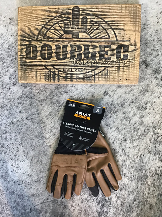 WMS FlexPro Leather Driver Work Glove Brown/Black - 10042834 Gloves ariatwomens Ariat