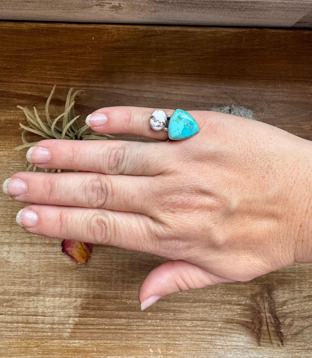Multi Stone Ring - Size 5 - Kingman turquoise, Wild horse and sterling silver ring Shopify Collective The Bijoux FAB Jewelry The Bijoux FAB Jewelry