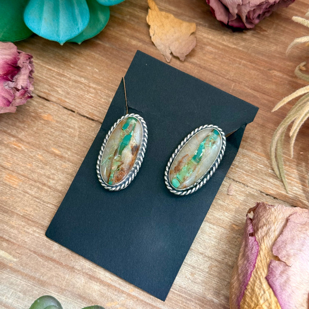 9 - Sterling Silver Ribbon Royston Turquoise Stud Earrings by Jason Ogg Earrings Shopify Collective The Bijoux FAB Jewelry The Bijoux FAB Jewelry