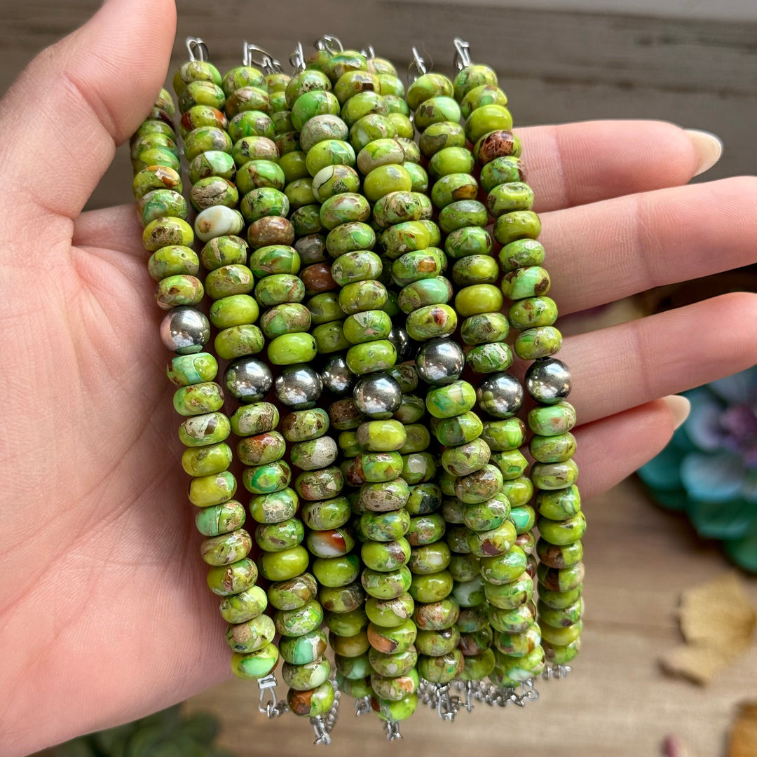 16” Green Variscite Paperclip Necklace – Sterling Silver Accent Necklaces Shopify Collective The Bijoux FAB Jewelry The Bijoux FAB Jewelry