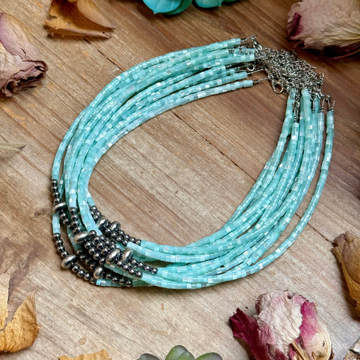 Turquoise Shell Heishi Necklace – 15" Necklaces Shopify Collective The Bijoux FAB Jewelry The Bijoux FAB Jewelry
