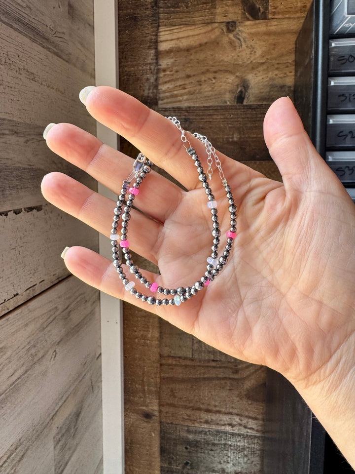 White Opal & Sterling Silver Pearl Bracelet Bracelets Shopify Collective The Bijoux FAB Jewelry The Bijoux FAB Jewelry