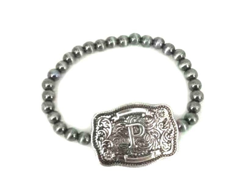 Western Buckle Initial Stretch Bracelet Snowing West