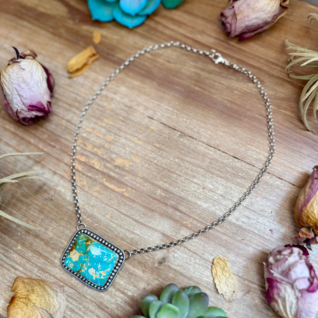 105 - Sterling Silver Pilot Mountain Turquoise Bar Necklace by Jason Ogg Necklaces Shopify Collective The Bijoux FAB Jewelry The Bijoux FAB Jewelry