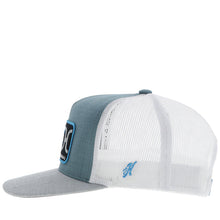 Load image into Gallery viewer, LOOP&quot; HAT TEAL/WHITE W/BLUE/GREY/BLACK RECTANGLE PATCH
