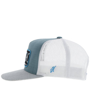 LOOP" HAT TEAL/WHITE W/BLUE/GREY/BLACK RECTANGLE PATCH