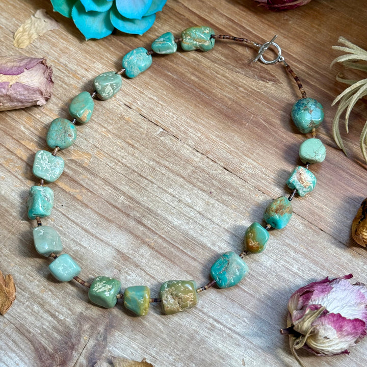 20” Brown Shell & Green Turquoise Nugget Necklace Necklaces Shopify Collective The Bijoux FAB Jewelry The Bijoux FAB Jewelry