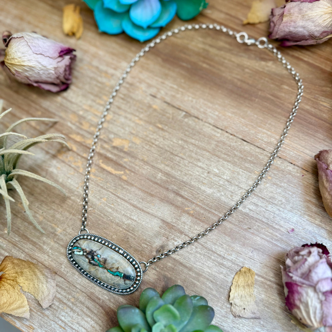 102 - Sterling Silver Ribbon Easter Blue Turquoise Bar Necklace by Jason Ogg Necklaces Shopify Collective The Bijoux FAB Jewelry The Bijoux FAB Jewelry
