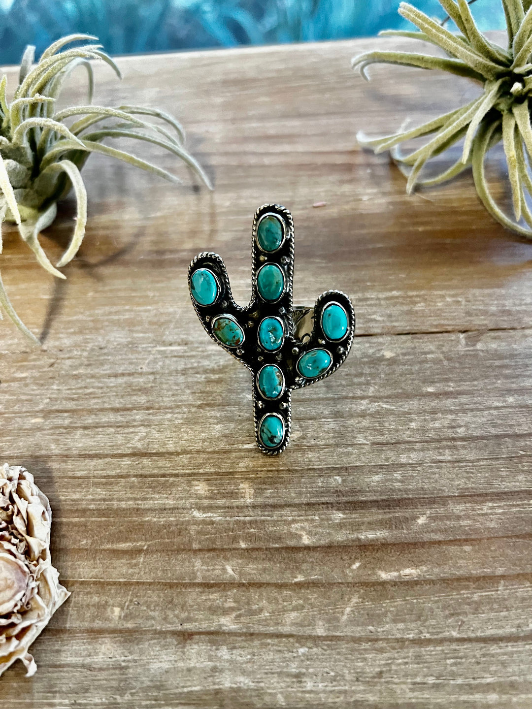 Blue cactus turquoise rings ring Shopify Collective The Bijoux FAB Jewelry The Bijoux FAB Jewelry
