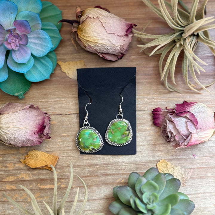 Sterling Silver Sonoran Turquoise Dangle Earrings – Handmade by Artist Jason Ogg Earrings Shopify Collective The Bijoux FAB Jewelry The Bijoux FAB Jewelry