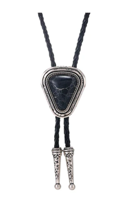 Triangle Black Onex Western Cowboy Bolo Tie Necklace bolo Accessory Bolo Men's Women's SimpleNGreat