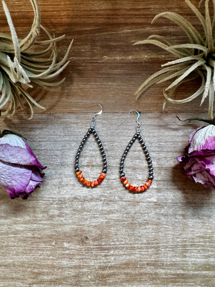 Orange Spiny Oyster Earrings – Sterling Silver Pearls Earrings Shopify Collective The Bijoux FAB Jewelry The Bijoux FAB Jewelry
