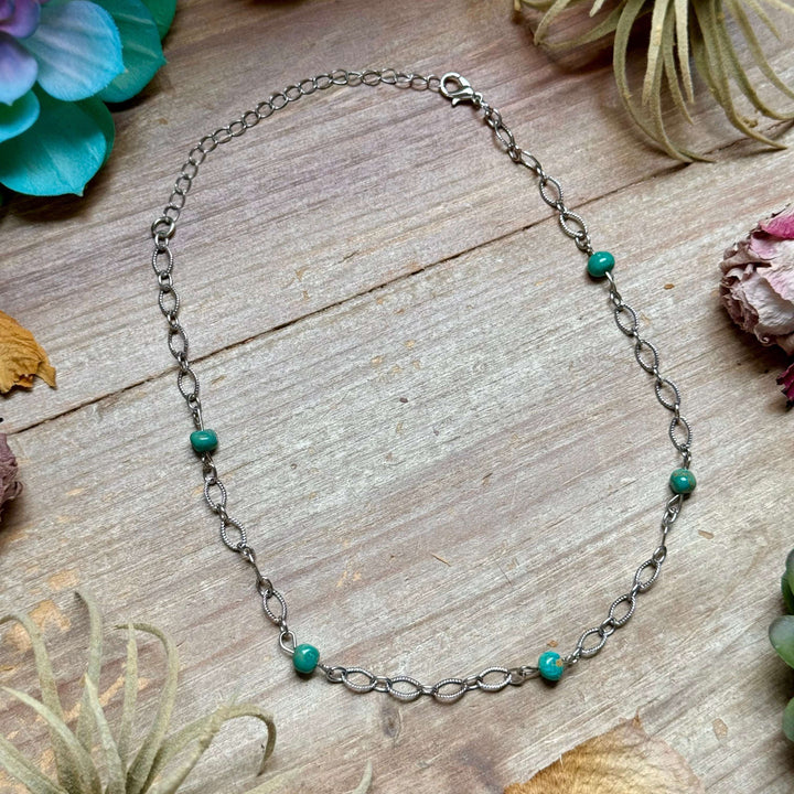 Turquoise Chain Necklace – 14" – Silver Plated Chains Shopify Collective The Bijoux FAB Jewelry The Bijoux FAB Jewelry