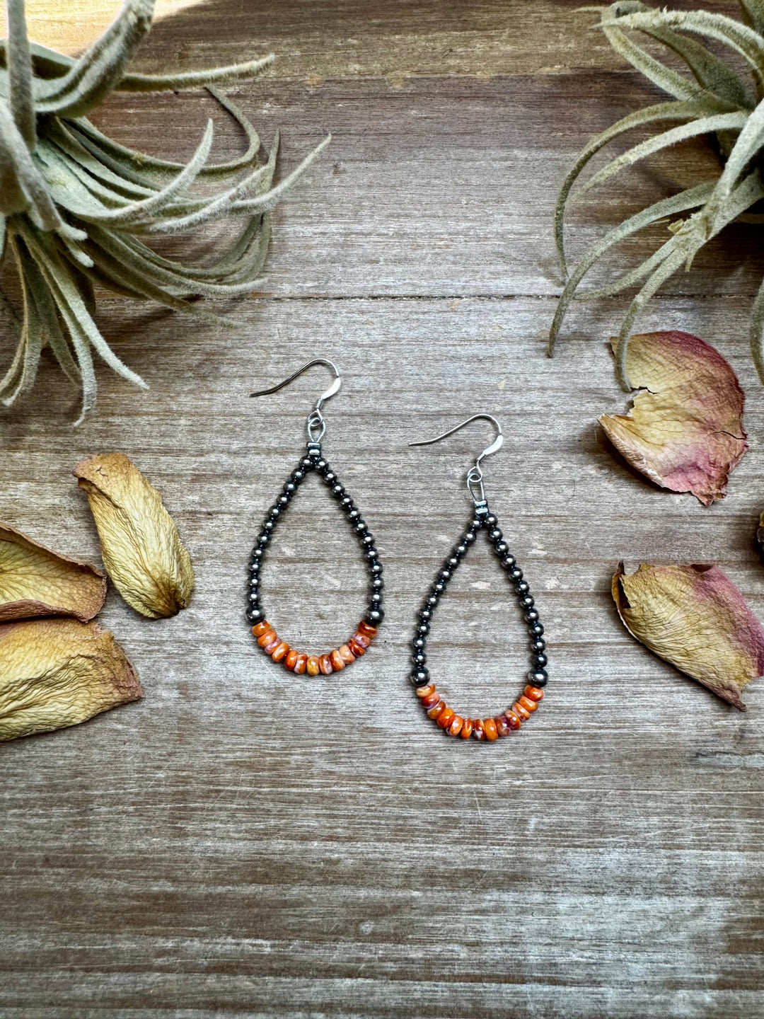 Teardrop Earrings – Sterling Silver Pearl & Orange Spiny Oyster Earrings Shopify Collective The Bijoux FAB Jewelry The Bijoux FAB Jewelry
