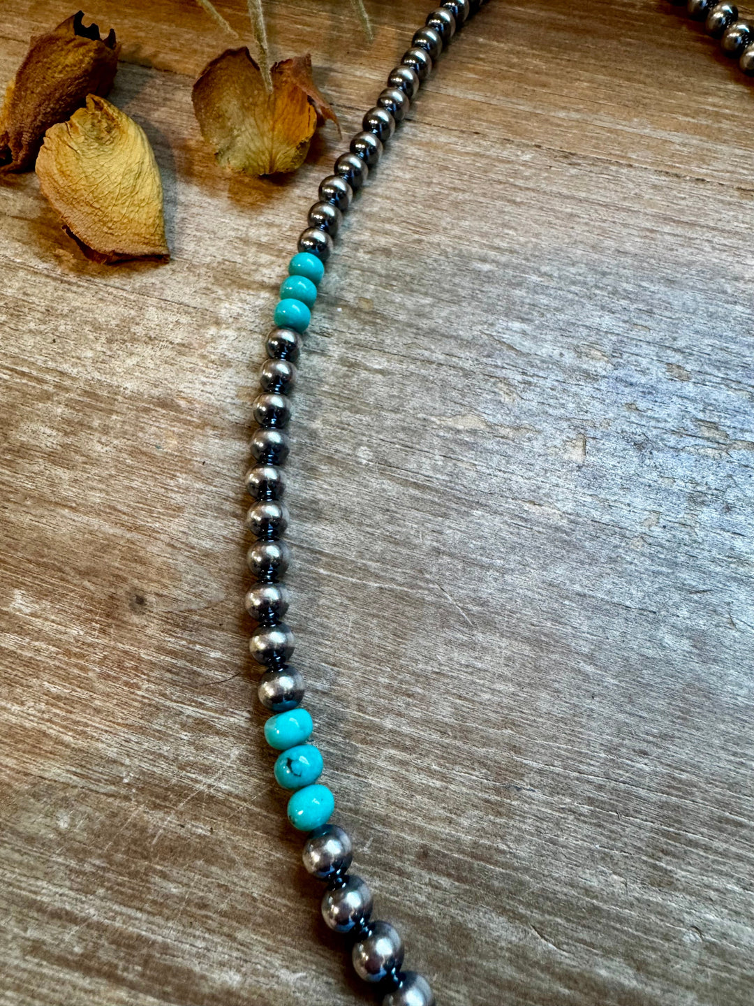 Sterling Silver Pearl & Blue Turquoise Necklace – 19" Necklaces Shopify Collective The Bijoux FAB Jewelry The Bijoux FAB Jewelry