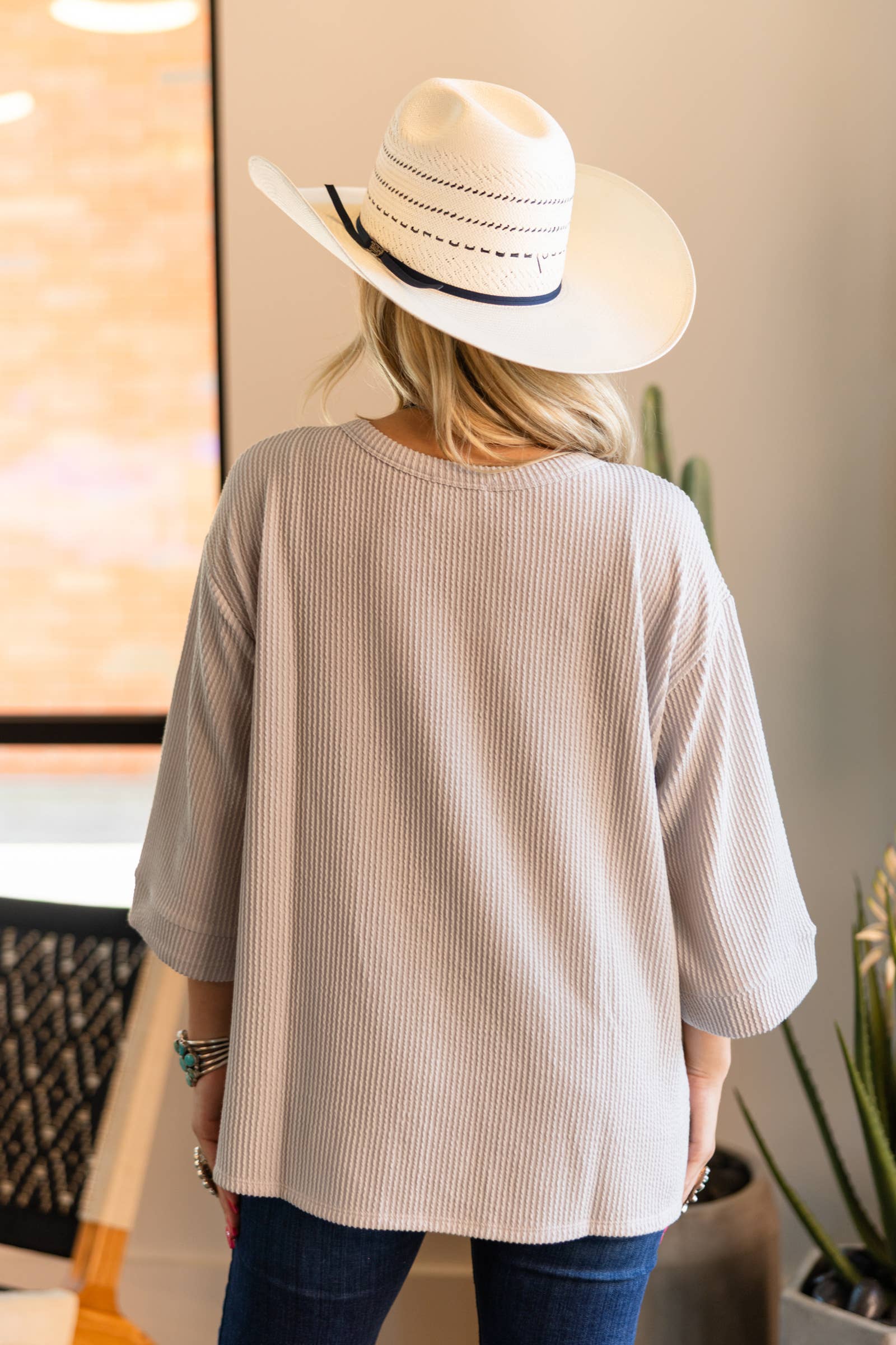 Ribbed 3/4 Sleeve Knit Top Andrée by Unit