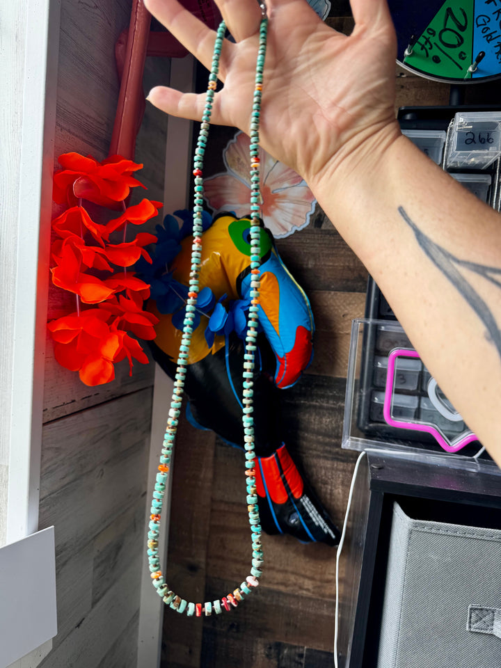 33” Graduated Turquoise & Spiny Oyster Necklace Necklaces Shopify Collective The Bijoux FAB Jewelry The Bijoux FAB Jewelry