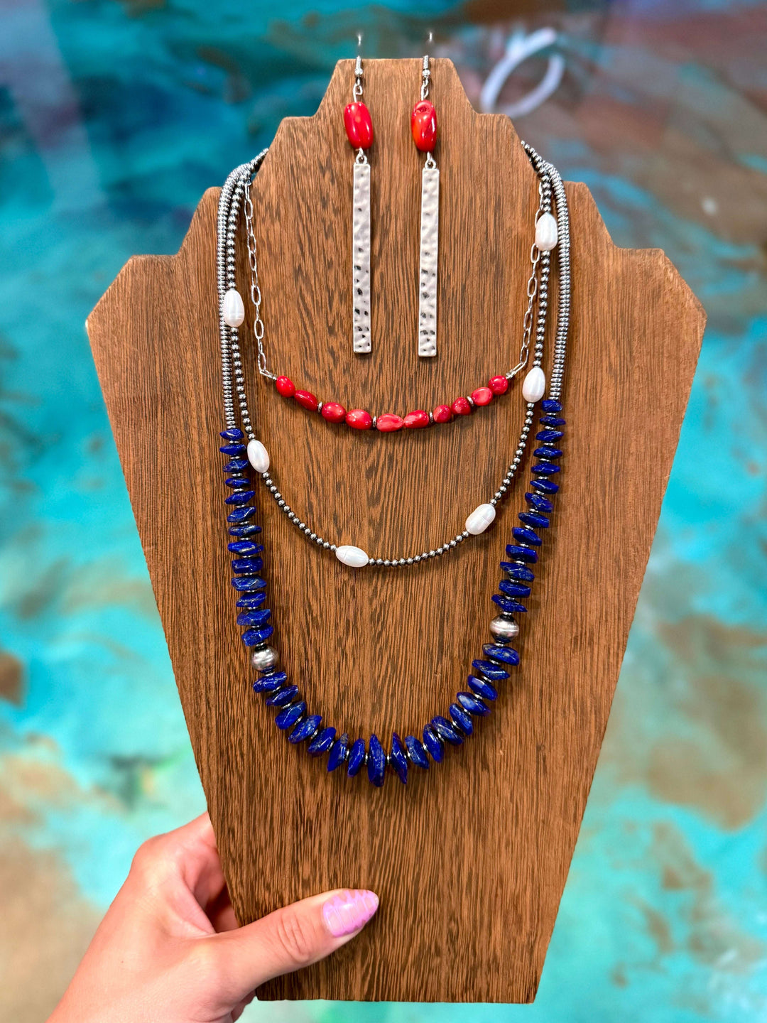 Stars, Stripes & Stone Stack (4-Piece Set + Earrings) set Shopify Collective The Bijoux FAB Jewelry The Bijoux FAB Jewelry