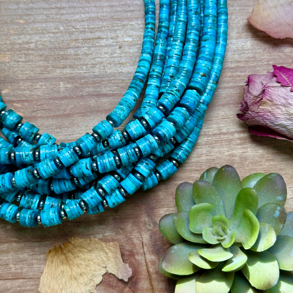 19” Graduated Turquoise Heishi Necklace – 5mm Saucers Necklaces Shopify Collective The Bijoux FAB Jewelry The Bijoux FAB Jewelry