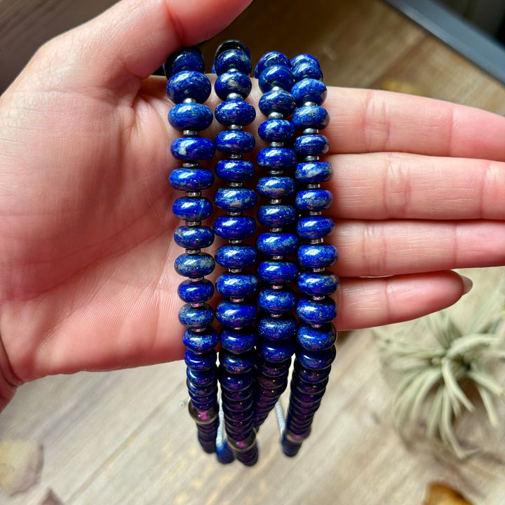 Lapis Rondelle & Hematite Necklace – 22" Necklaces Shopify Collective The Bijoux FAB Jewelry The Bijoux FAB Jewelry