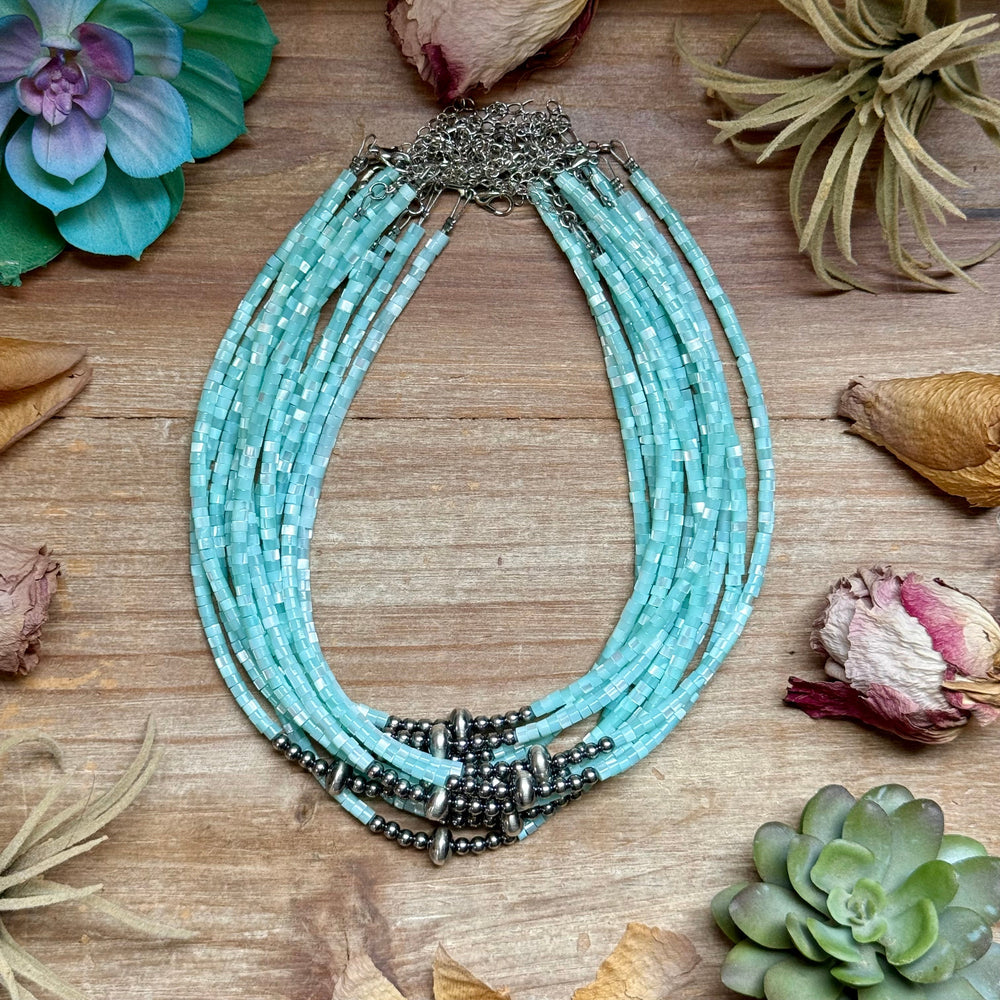 Turquoise Shell Heishi Necklace – 15" Necklaces Shopify Collective The Bijoux FAB Jewelry The Bijoux FAB Jewelry
