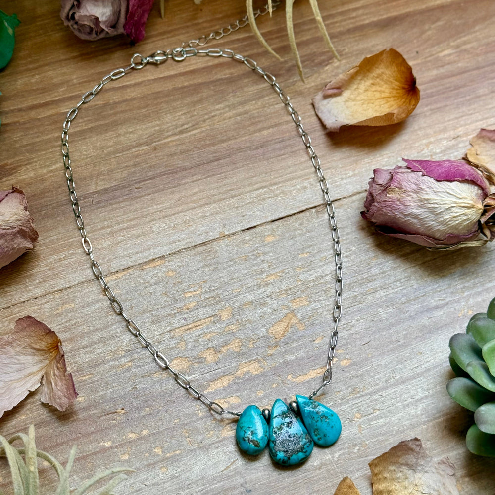 15” Turquoise Teardrop Chain Necklace – Silver Plated Paperclip Necklaces Shopify Collective The Bijoux FAB Jewelry The Bijoux FAB Jewelry
