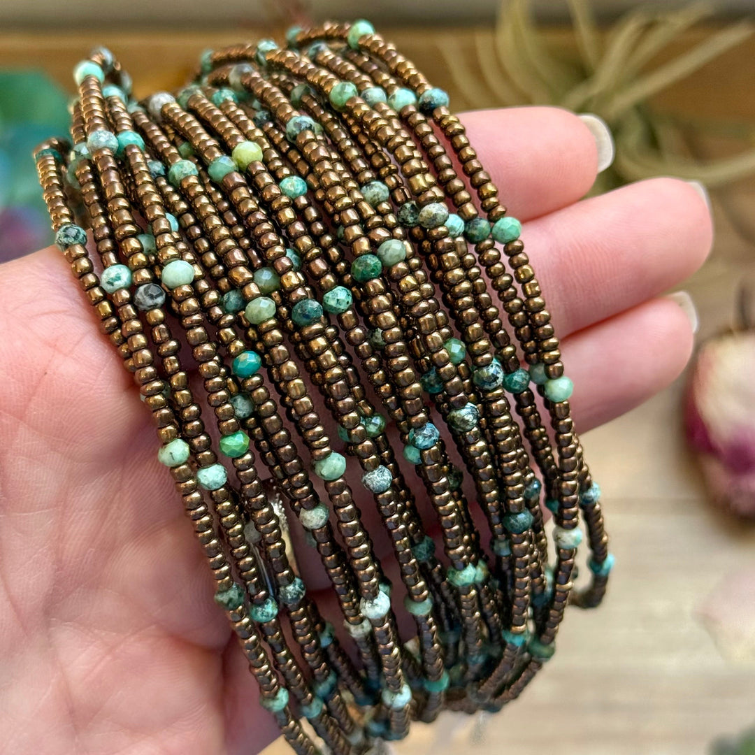 Turquoise & Copper Glass Bead Choker 14” Choker Shopify Collective The Bijoux FAB Jewelry The Bijoux FAB Jewelry
