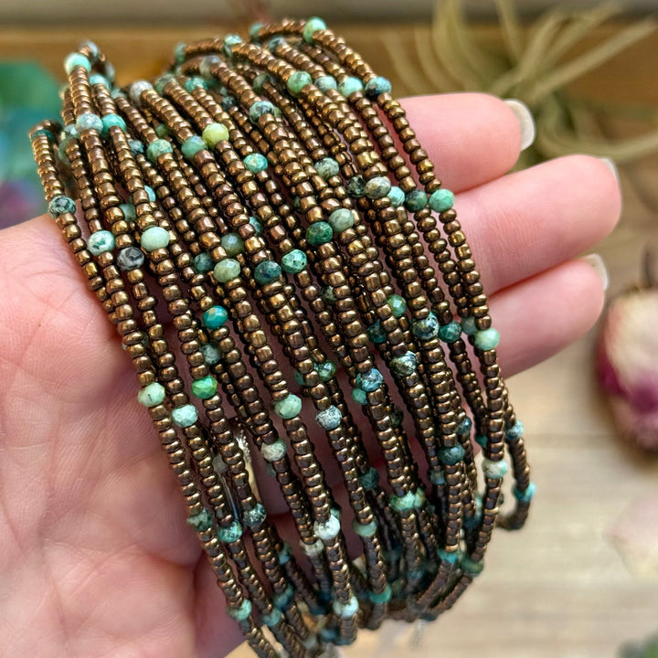 Turquoise & Copper Glass Bead Choker 14” Choker Shopify Collective The Bijoux FAB Jewelry The Bijoux FAB Jewelry