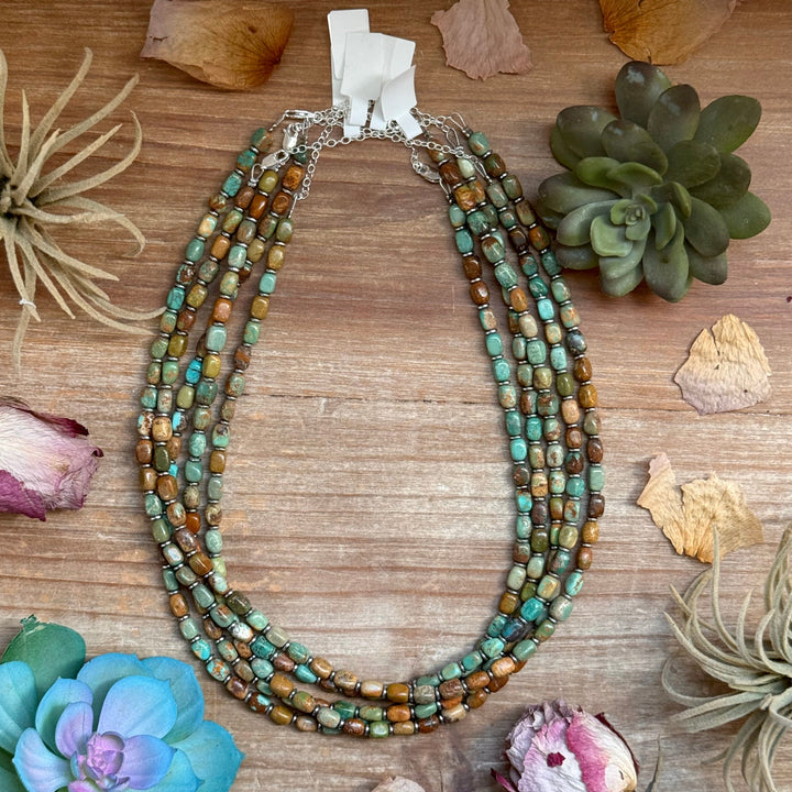 18” Turquoise Tube Necklace – Sterling Silver & Hematite Necklaces Shopify Collective The Bijoux FAB Jewelry The Bijoux FAB Jewelry