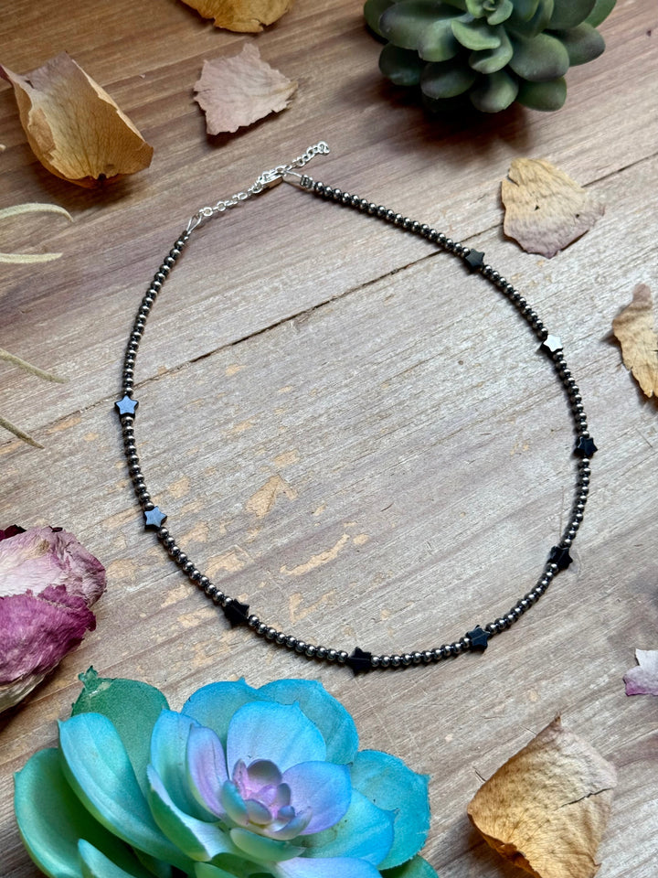 15” Black Onyx Star Necklace – Sterling Silver Pearls Necklaces Shopify Collective The Bijoux FAB Jewelry The Bijoux FAB Jewelry