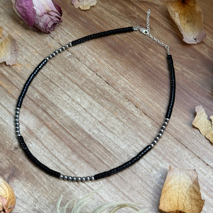16” Black Onyx Necklace – Sterling Silver Pearls Necklaces Shopify Collective The Bijoux FAB Jewelry The Bijoux FAB Jewelry