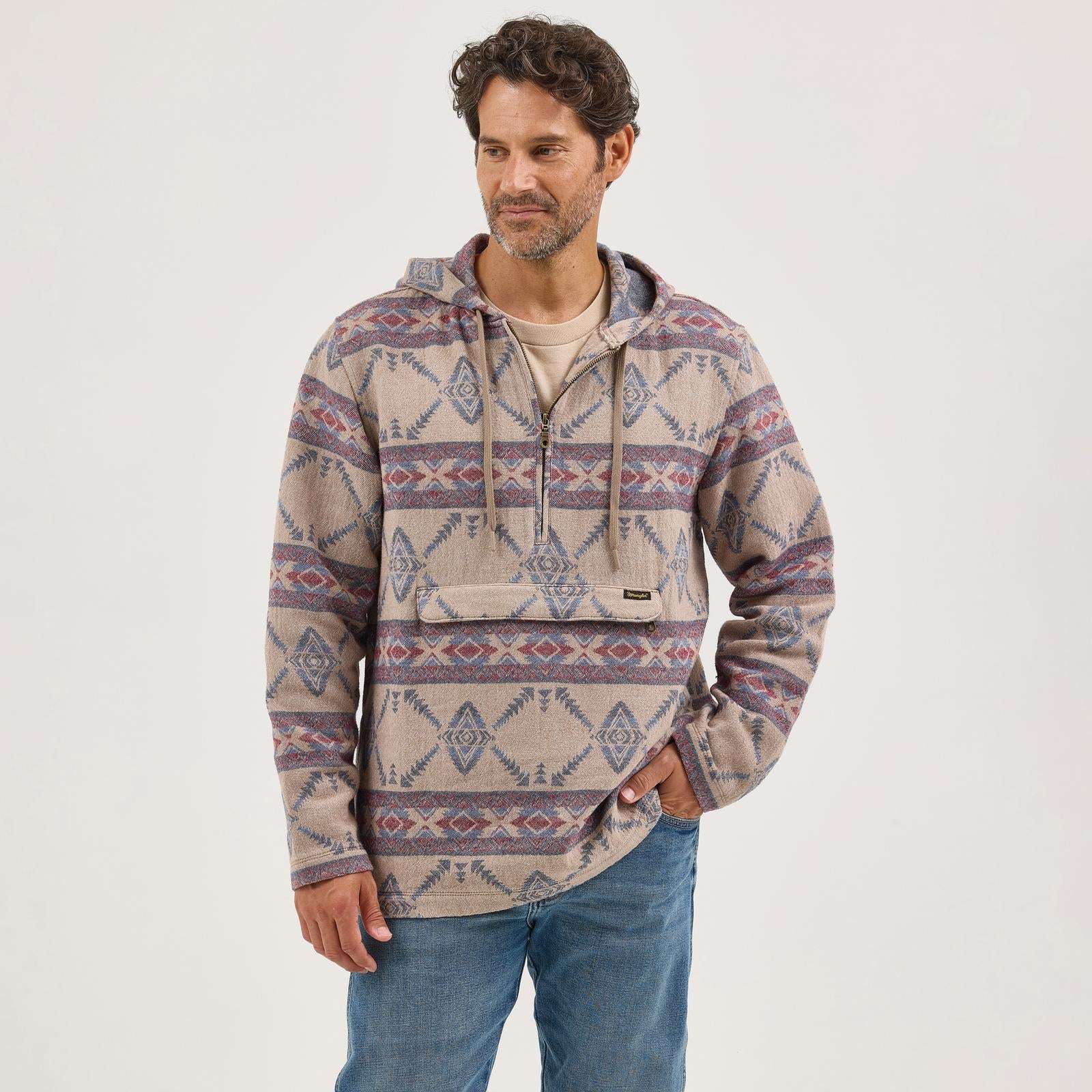 Wrangler® 1/4 Zip Hooded Popover - Desert Taupe 112368214 Coats & Jackets Wrangler