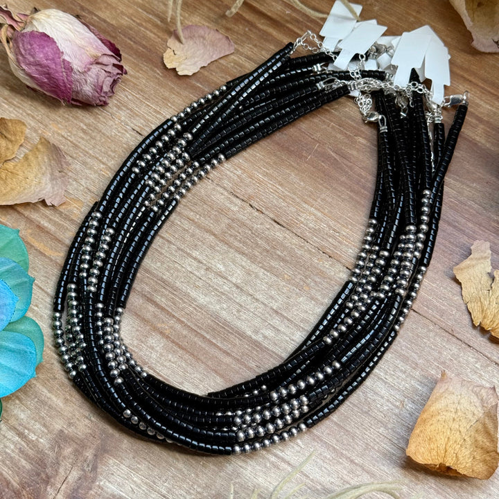 16” Black Onyx Necklace – Sterling Silver Pearls Necklaces Shopify Collective The Bijoux FAB Jewelry The Bijoux FAB Jewelry